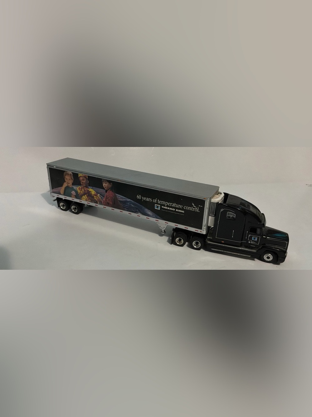 Die-Cast Semi Trailer Truck Toy with Graphic Trailer - Black & Silver